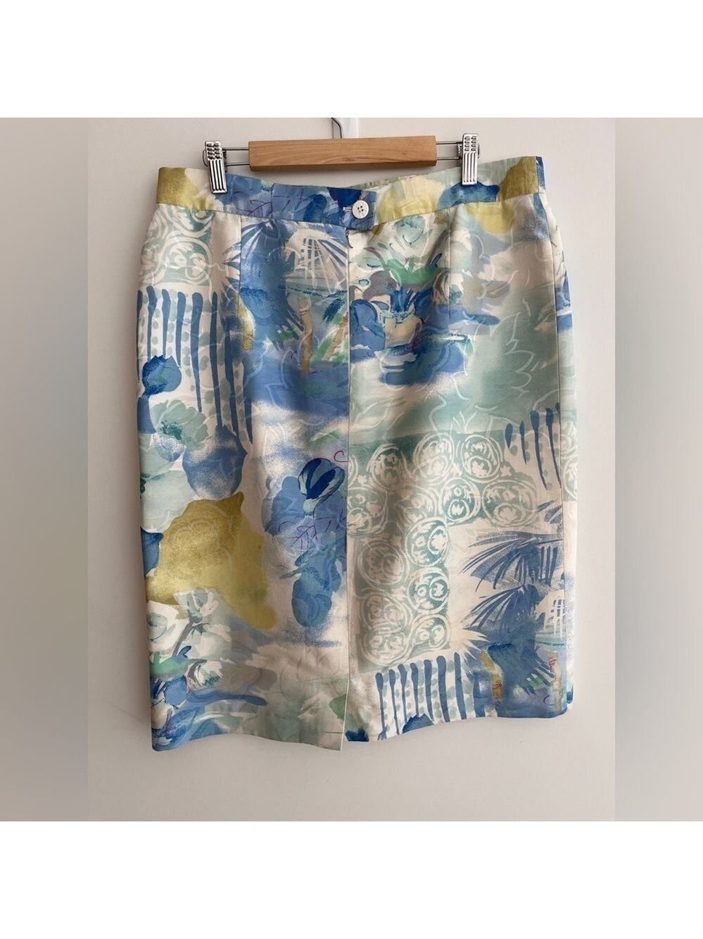 LOUIS FERAUD Vintage Designer 90's Pencil Skirt Fully Lined Abstract Pattern